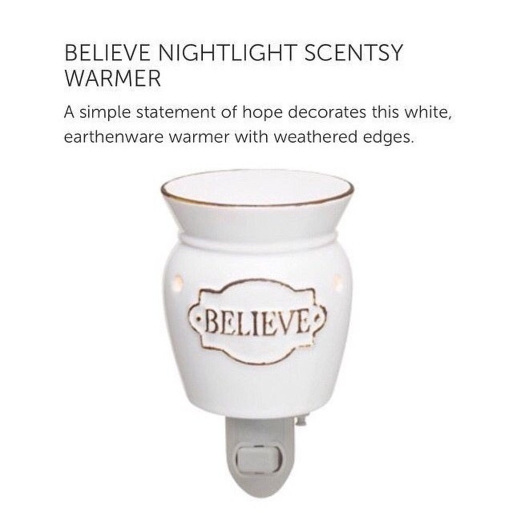 Scentsy Believe Mini Warmer Plug-In White Earthenware Nightlight Wax Melter NEW
